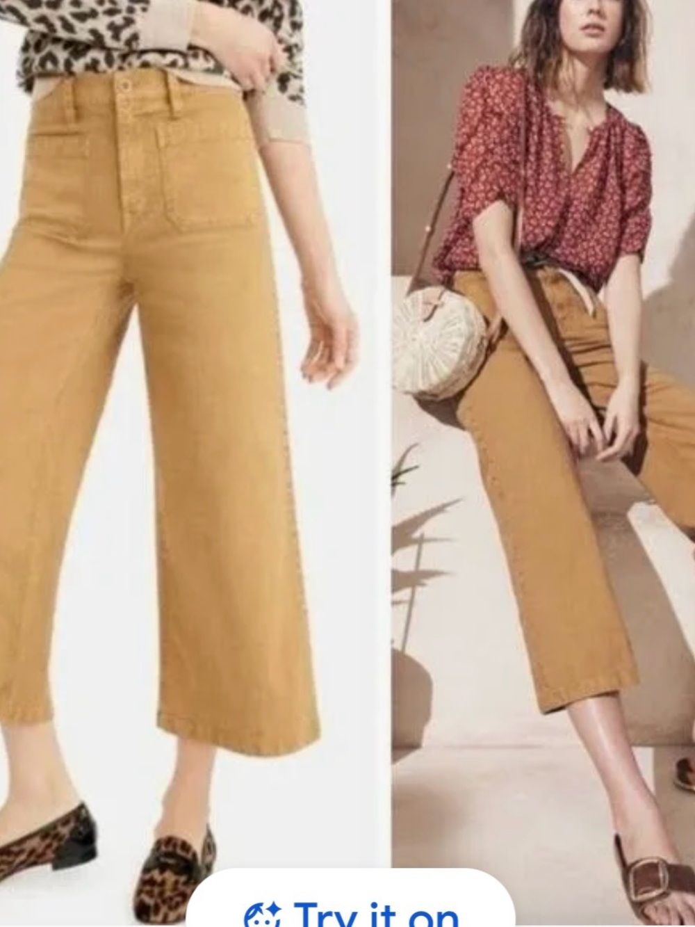 JCrew Point Sur High-Rise Wide-Leg Cropped Jeans in Mustard